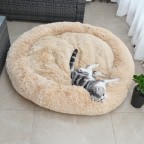 Beige plush pet litter mat