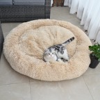 Beige plush pet litter mat