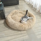 Beige plush pet litter mat