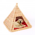 Cozy Pyramid Wicker Doghouse